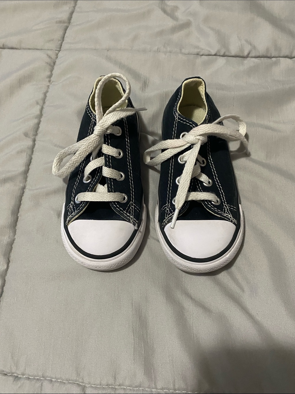 Converse Kids Navy Canvas Lace-Up Sneakers with White Toe